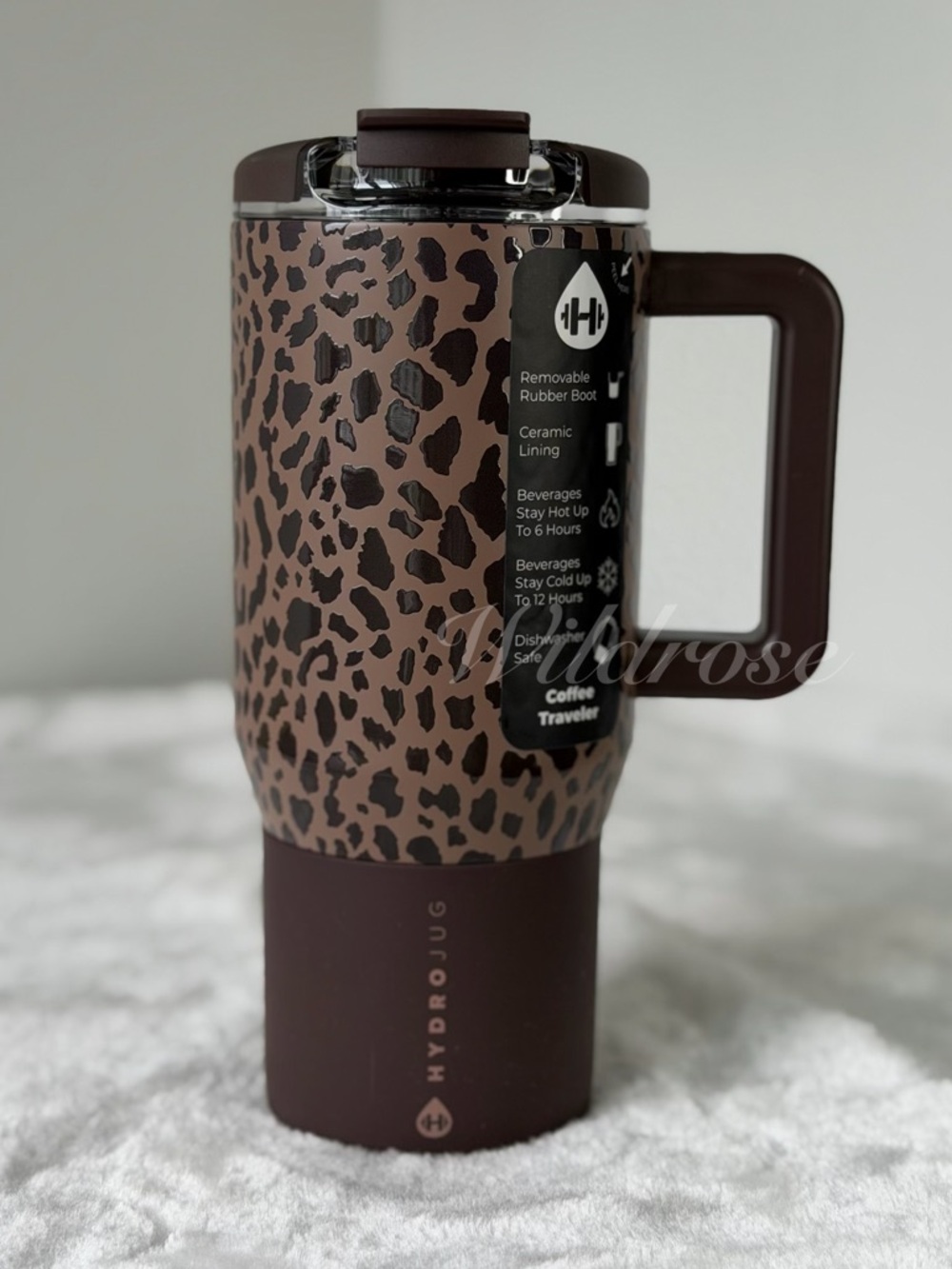 Hydrojug BROWN LEOPARD 20 oz Coffee Traveler NWT